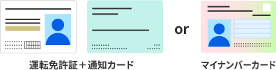 運転免許証+通知カード or マイナンバーカード